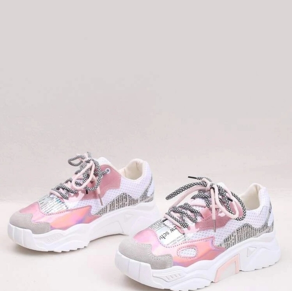 Newspaper mesh chunky sneakers - Picture 2 of 2